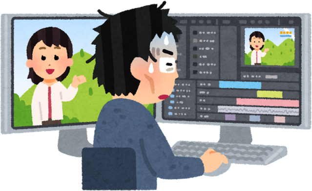 Illustration of a Man Editing Video Overnight